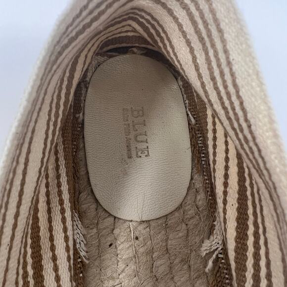 Blue by Saks Fifth Avenue Striped Espadrille Flats Size 10 Cream Tan - Picture 4 of 10